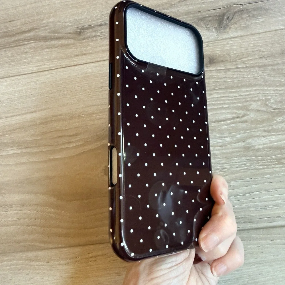 iPhone Brown White Polka Dots 17‎ Pro Max Phone Case